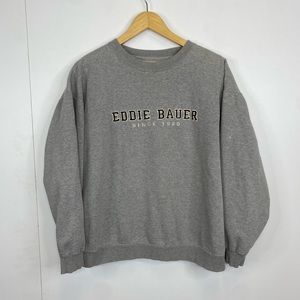 Vintage Eddie Bauer Grey Crewneck Sweatshirt Size Medium Spellout